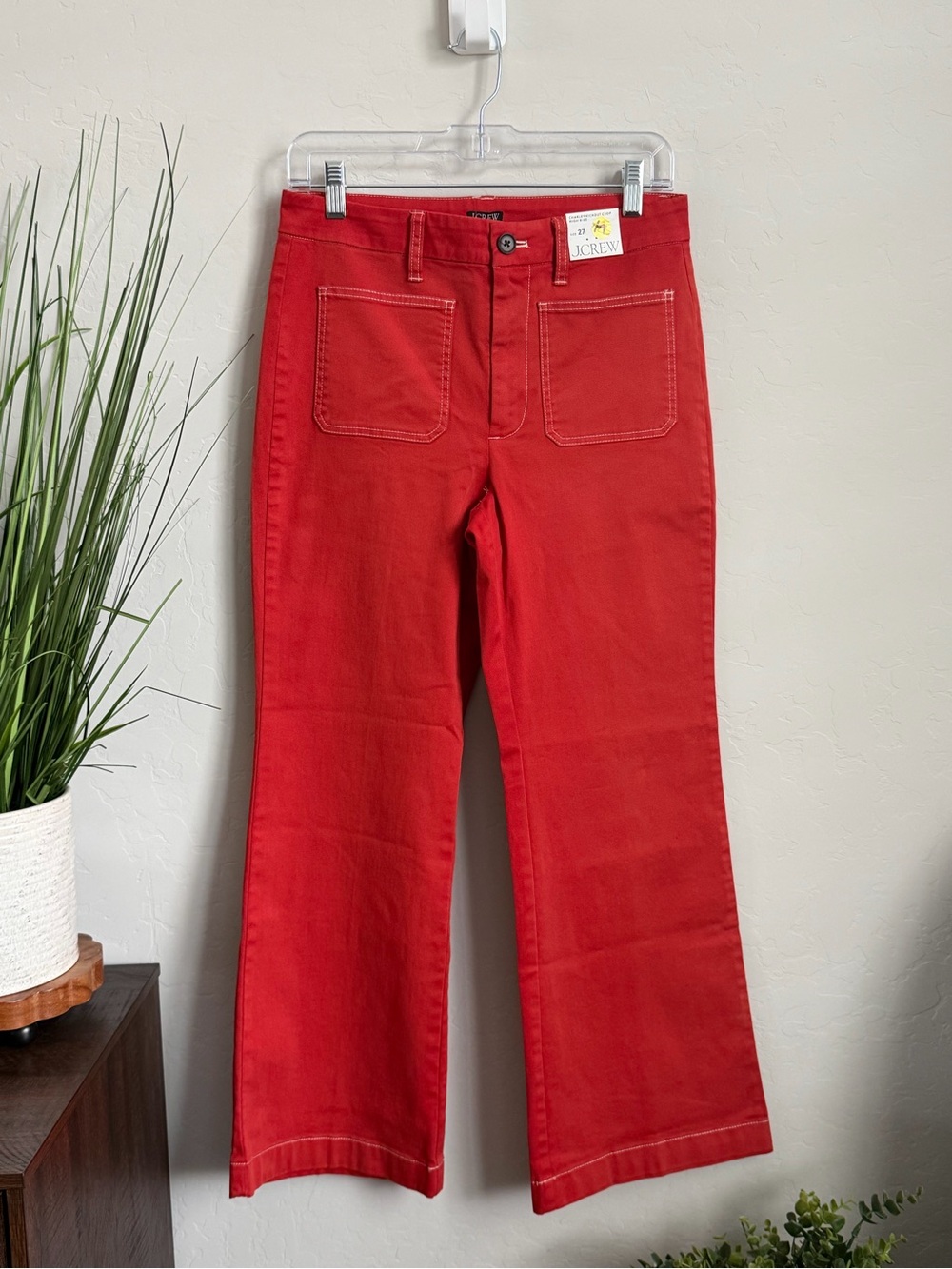 J.Crew Chari High Rise Kickout Crop Pants Red Orange Size 27 NWT